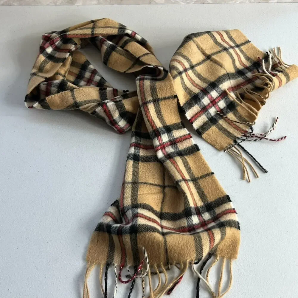 Heritage Collection Soft Cashmere Scarf With Fringe Brown Plaid 62